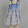 cotton blue summer plaid dress for kids